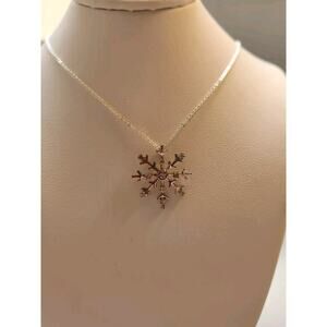 Snowflake Pendant Necklace on 16" Sterling Silver Chain